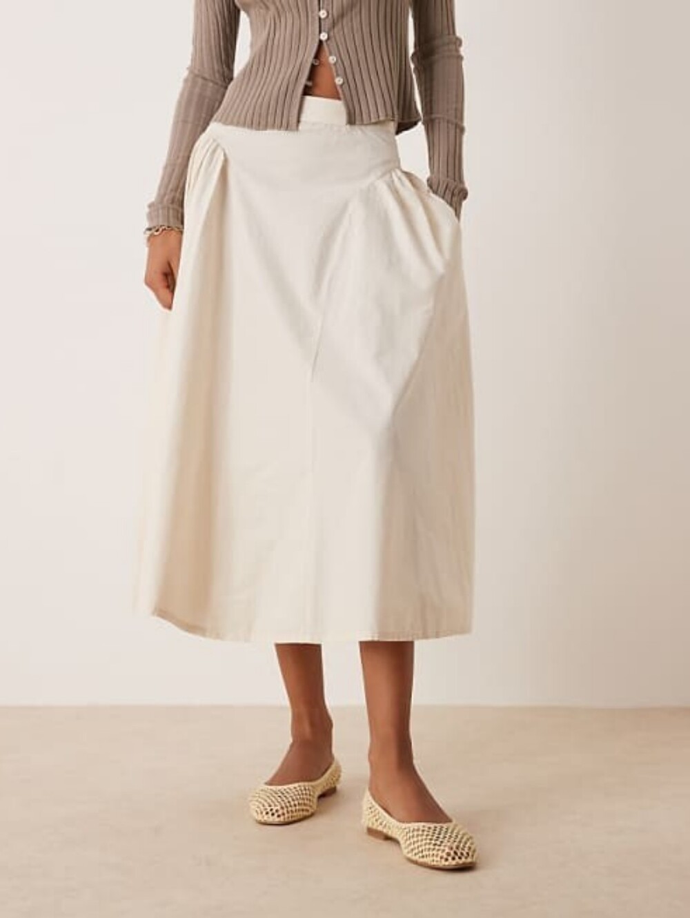 Free People Katia Midi A-Line Skirt in Cream, Size: US 6 - Picture 7 of 17